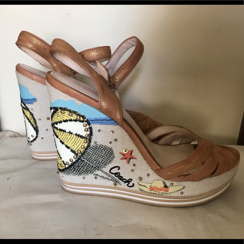 Coach Caroline Beach scene wedges
